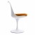 Chaise tulipe blanc avec coussin orange inspiré Saarinen